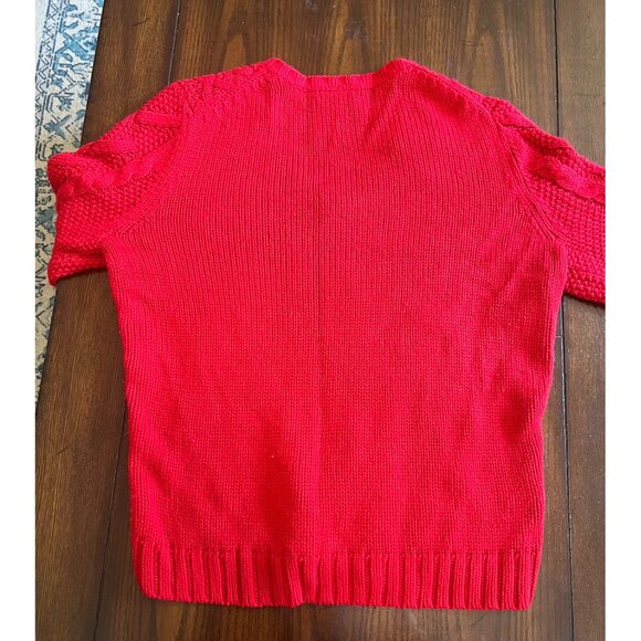 Vintage St.John's Bay Petite Red Cable Knit V-neck Long Sleeve Sweater Large - Picture 5 of 7